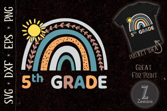 5th Grade Rainbow Teacher Student School Graphics