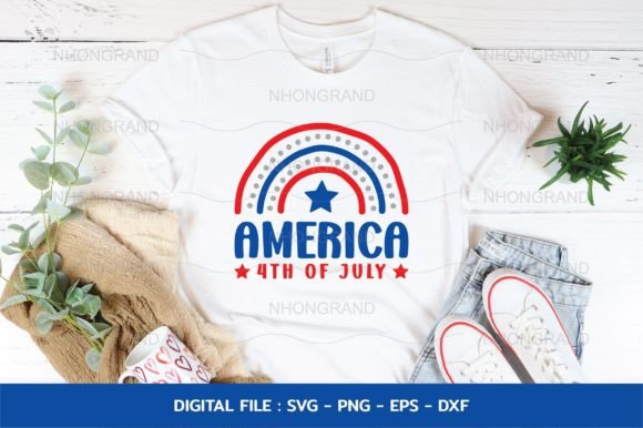 America Rainbow for 4th of July T-shirt