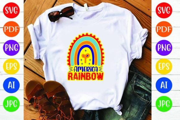 America Rainbow Graphics and T-Shirt Designs