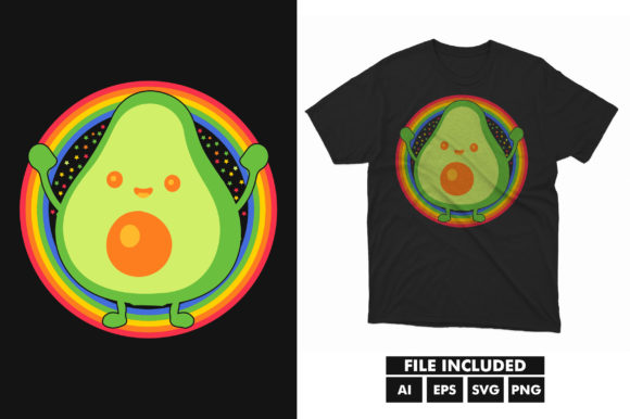Avocado Rainbow Funny Kids T-shirt Graphics