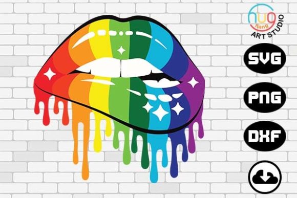 Dripping Rainbow Lips, LGBTQ Graphics