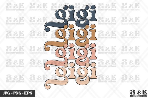 Gigi Rainbow Text New Grandma Graphics
