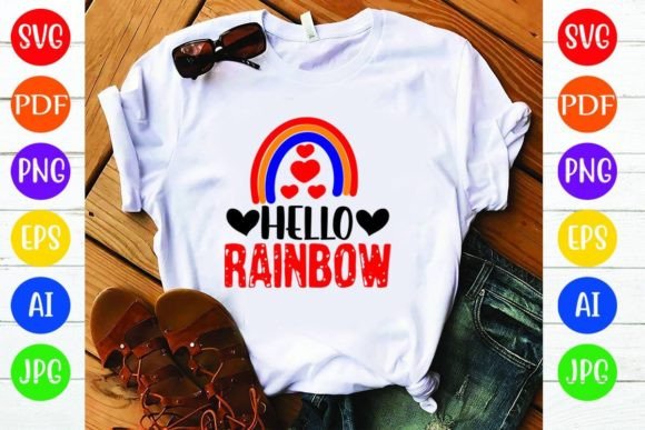Hello Rainbow Graphics for T-Shirt Designs