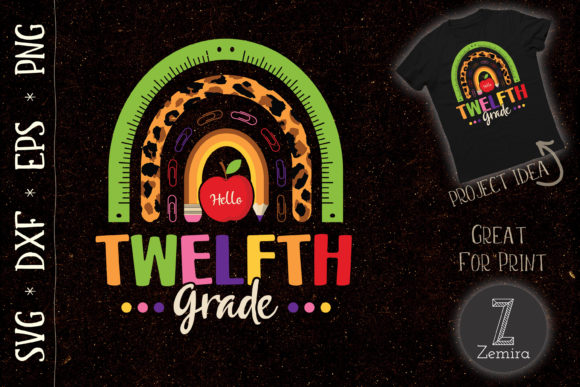 Hello Twelfth Grade Rainbow Graphics