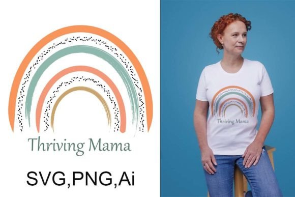 Mom Boho Rainbow SVG PNG Ai Graphics