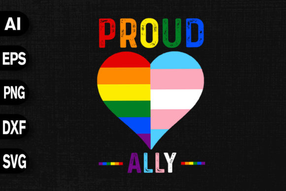Proud Ally LGBT Rainbow Heart Graphics and T-Shirt Designs