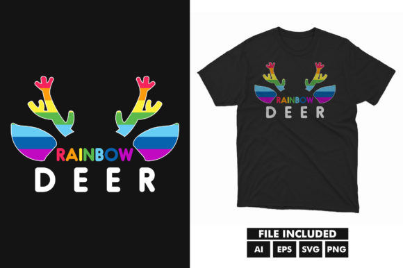 Rainbow Deer Pride T-shirt SVG File Graphics