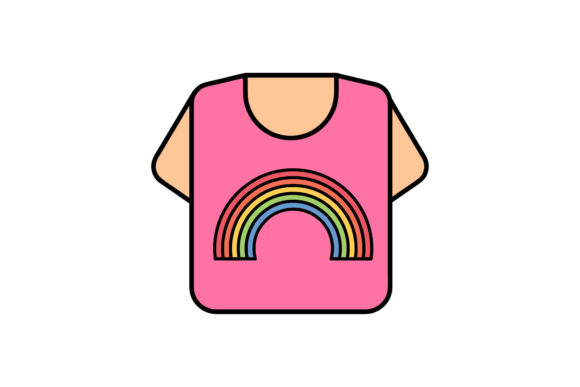 Rainbow Icon T-shirt Black Stroke Design: Graphics & Icons for Digital Publishing