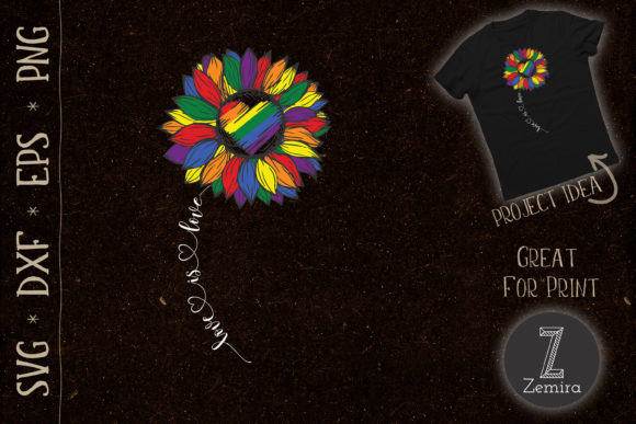 Rainbow Sunflower Love is Love LGBT Graphics
