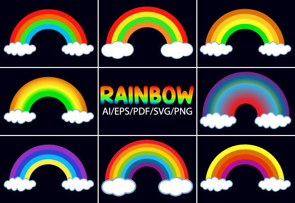 Rainbow T-shirt Design Bundle: Graphics & Print Templates