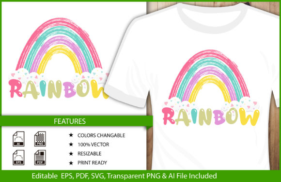Rainbow T-Shirt Design for Graphics and T-Shirt Designs