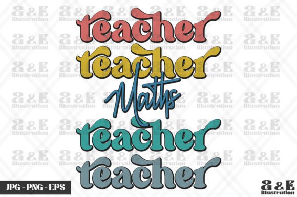 Retro Maths Teacher Rainbow School Graphics
