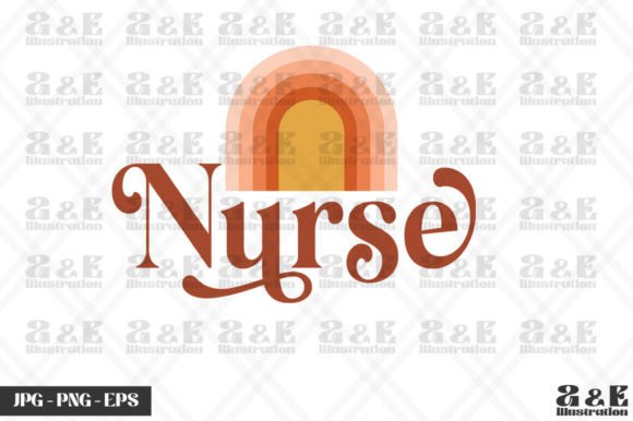 Retro Nurse Rainbow Sunset Graphics for T-Shirt Designs