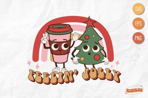 Retro Rainbow Christmas Coffee Lover Svg Graphics
