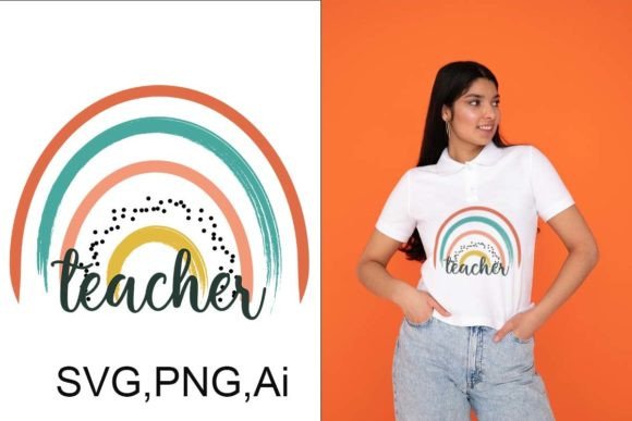 Teacher Boho Rainbow Graphics for T-Shirt Designs