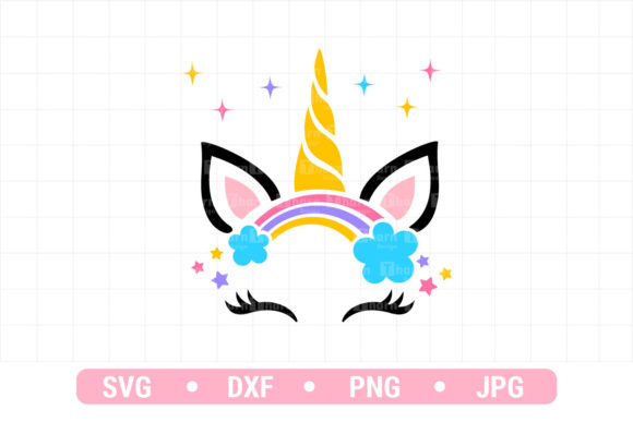 Unicorn Face with Rainbow Head Svg for Graphics and T-Shirt Designs