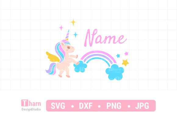 Unicorn Rainbow SVG Illustration Clipart: Graphics for T-Shirt Designs